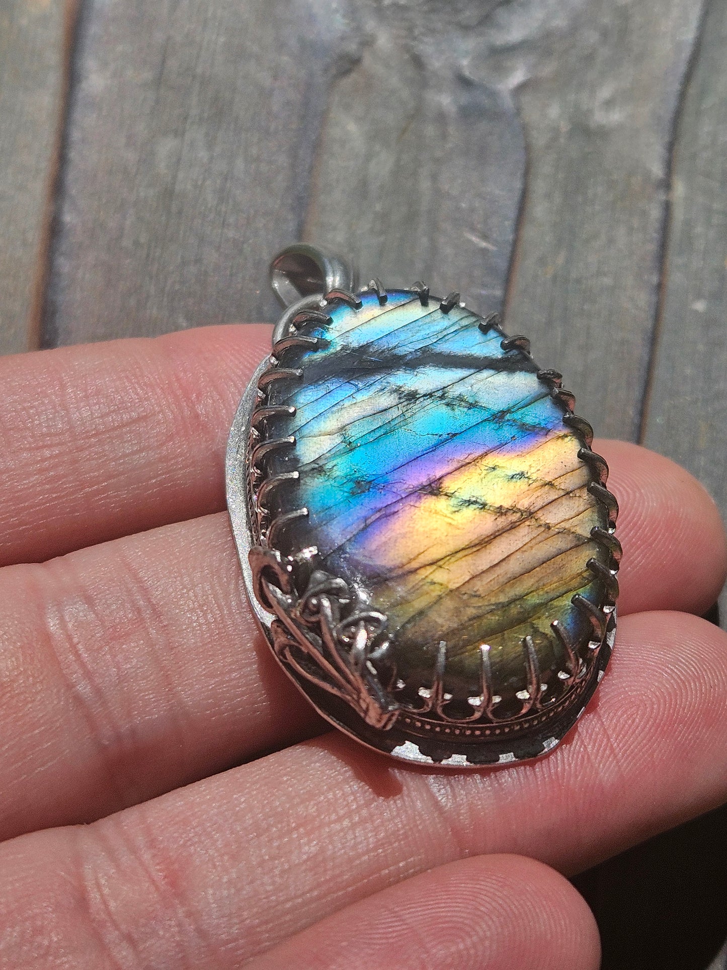 Labradorite Mushroom Pendant