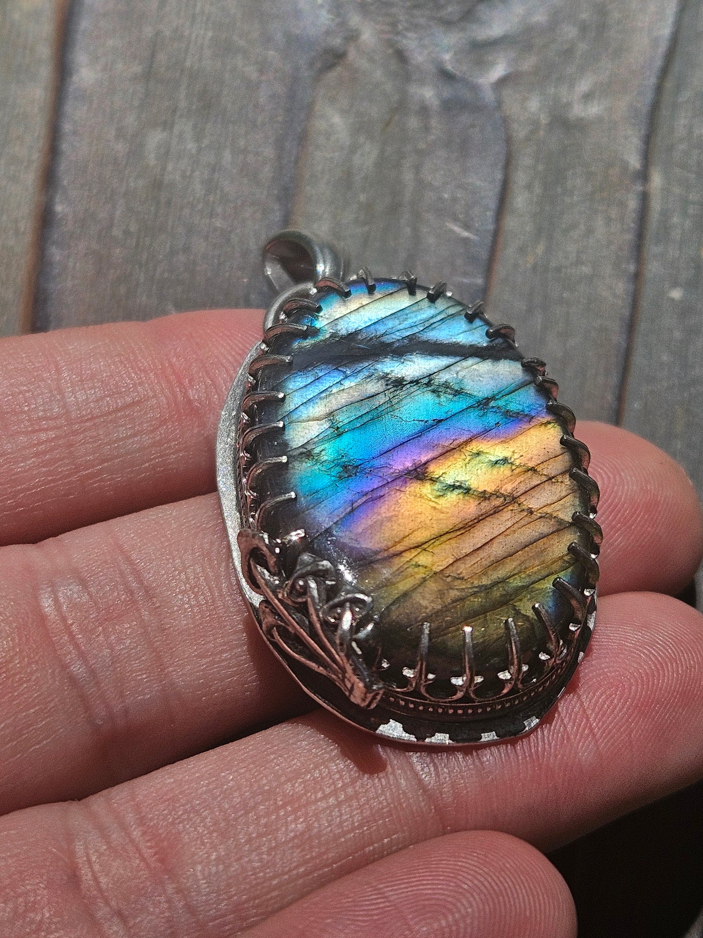 Labradorite Mushroom Pendant