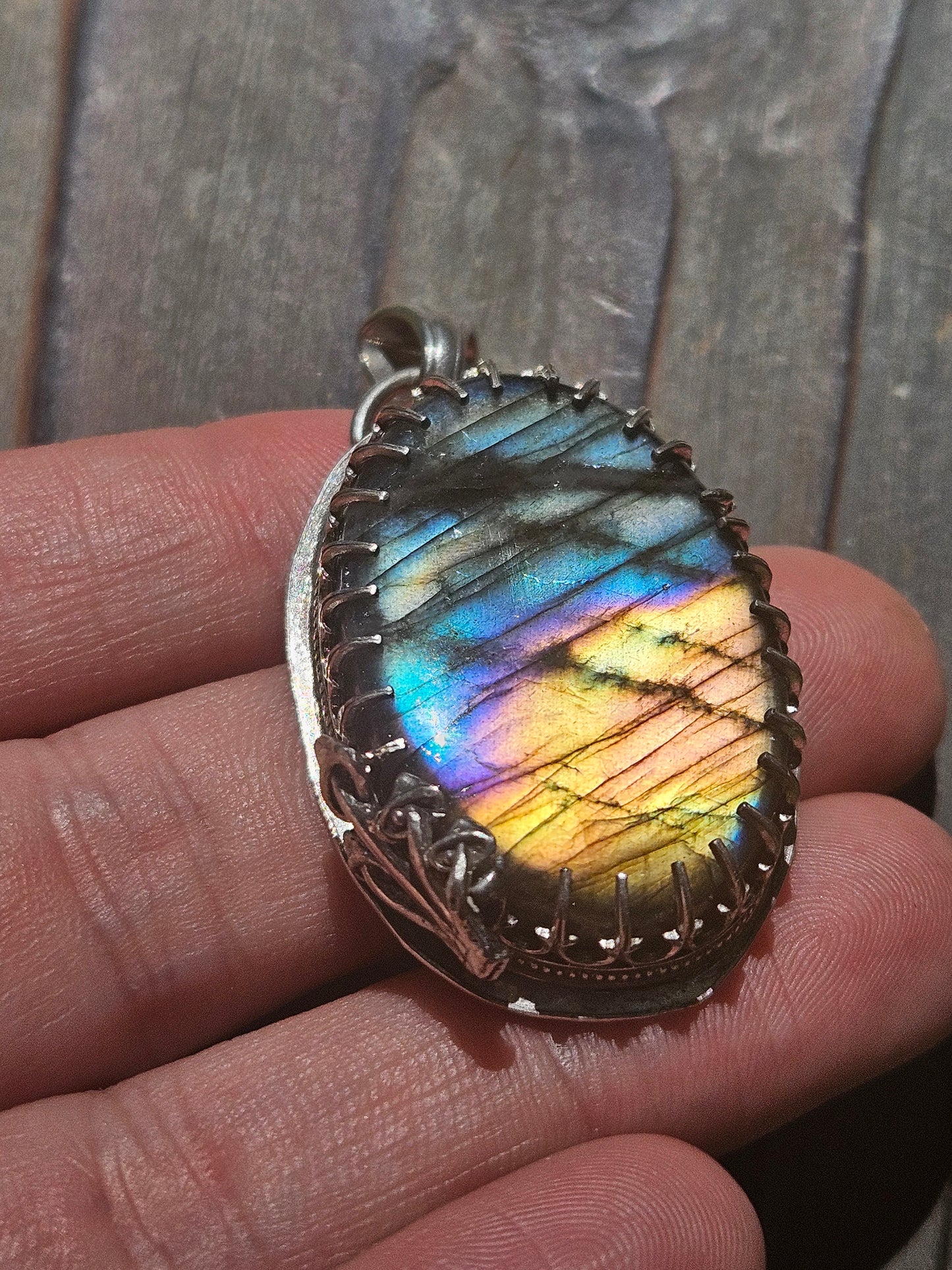 Labradorite Mushroom Pendant