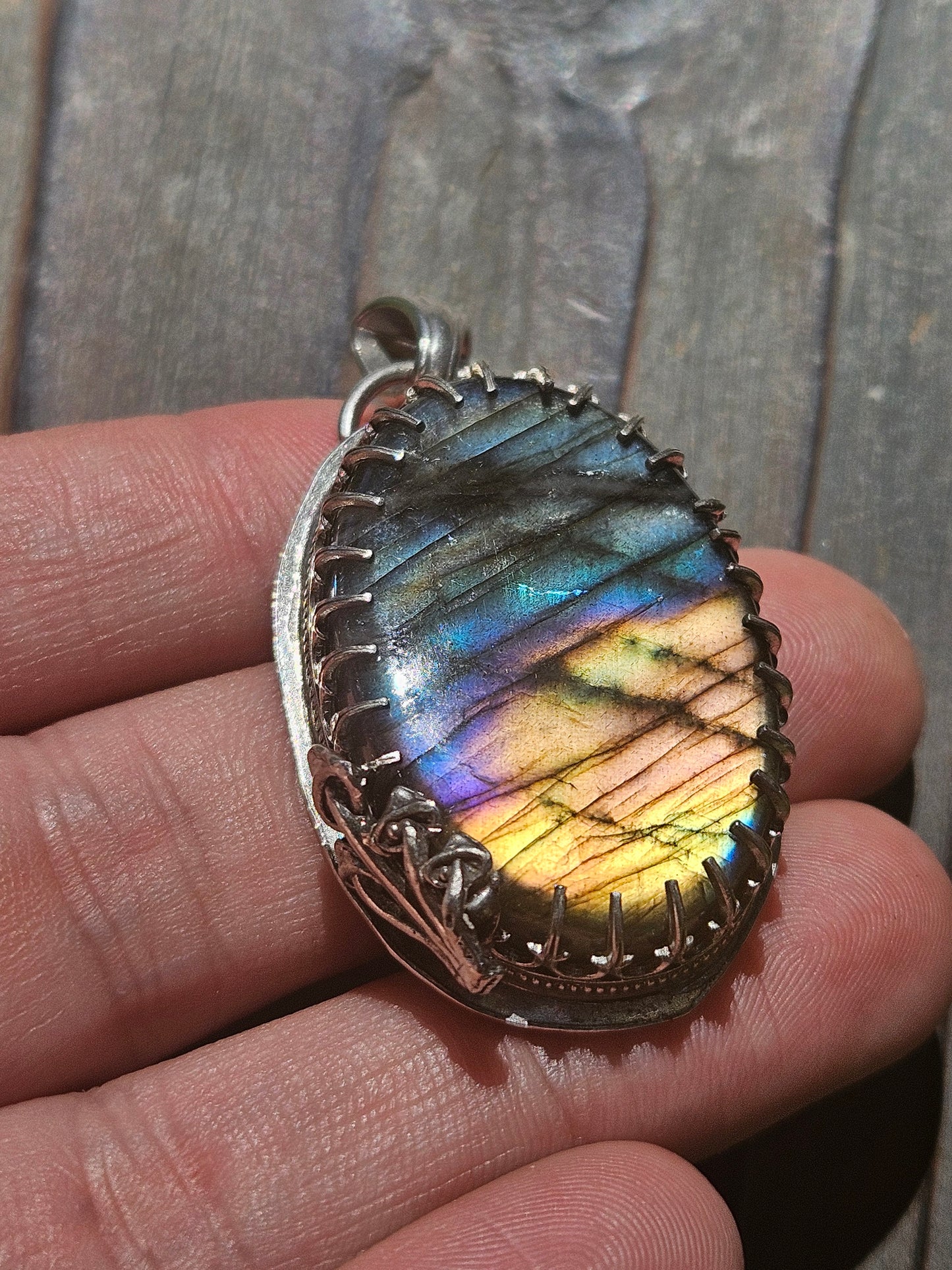 Labradorite Mushroom Pendant