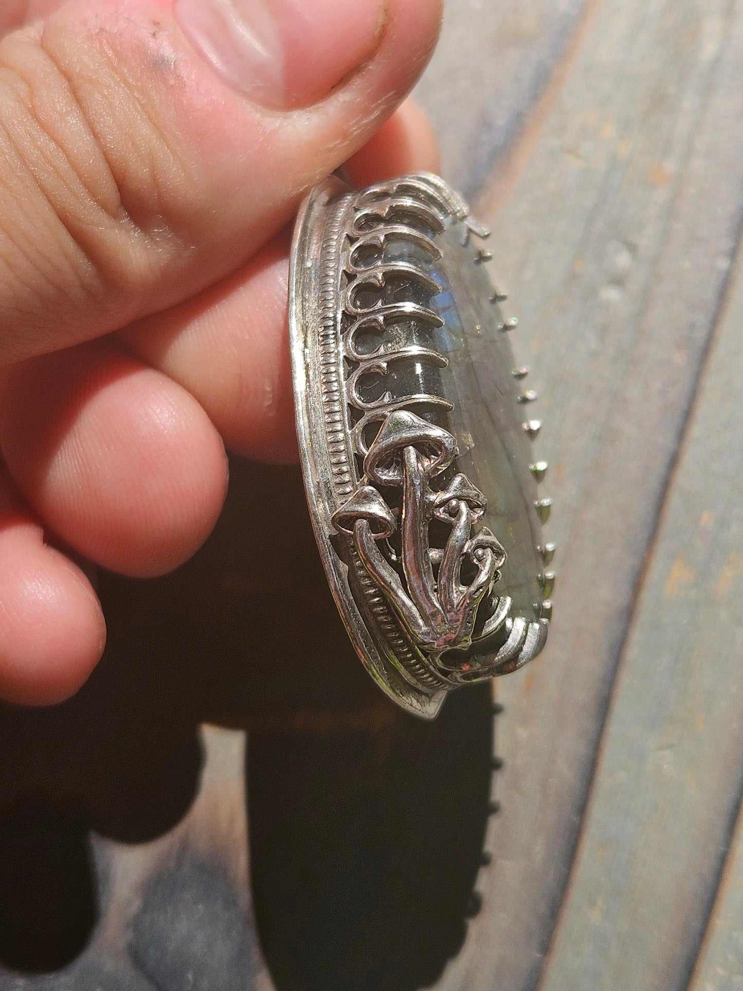 Labradorite Mushroom Pendant