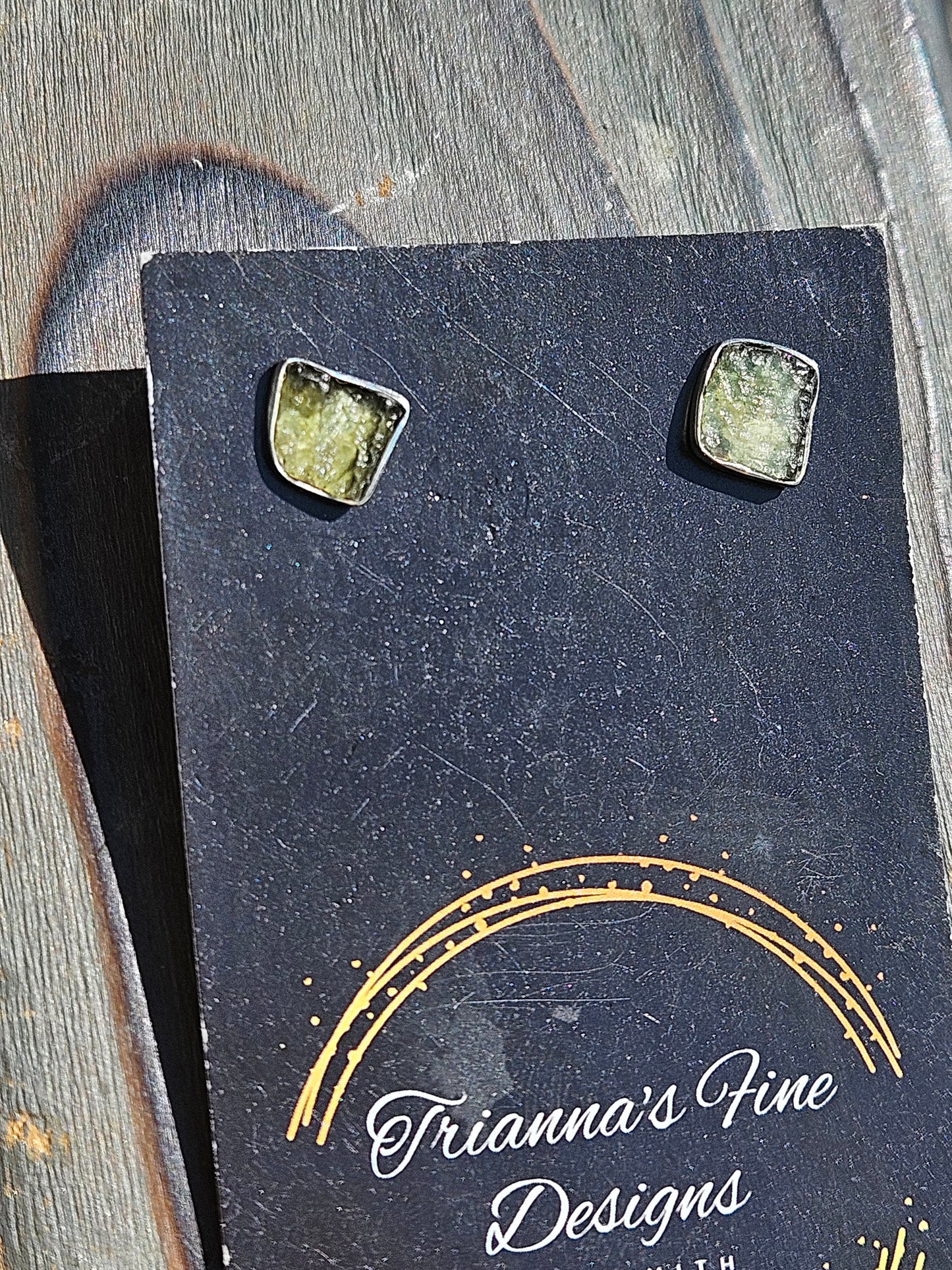 Moldavite Stud Earrings