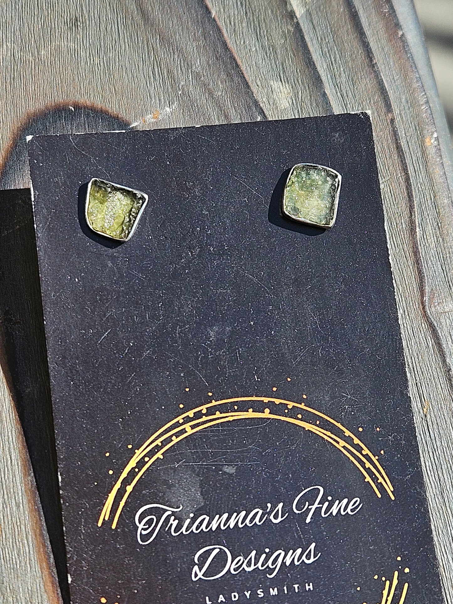 Moldavite Stud Earrings