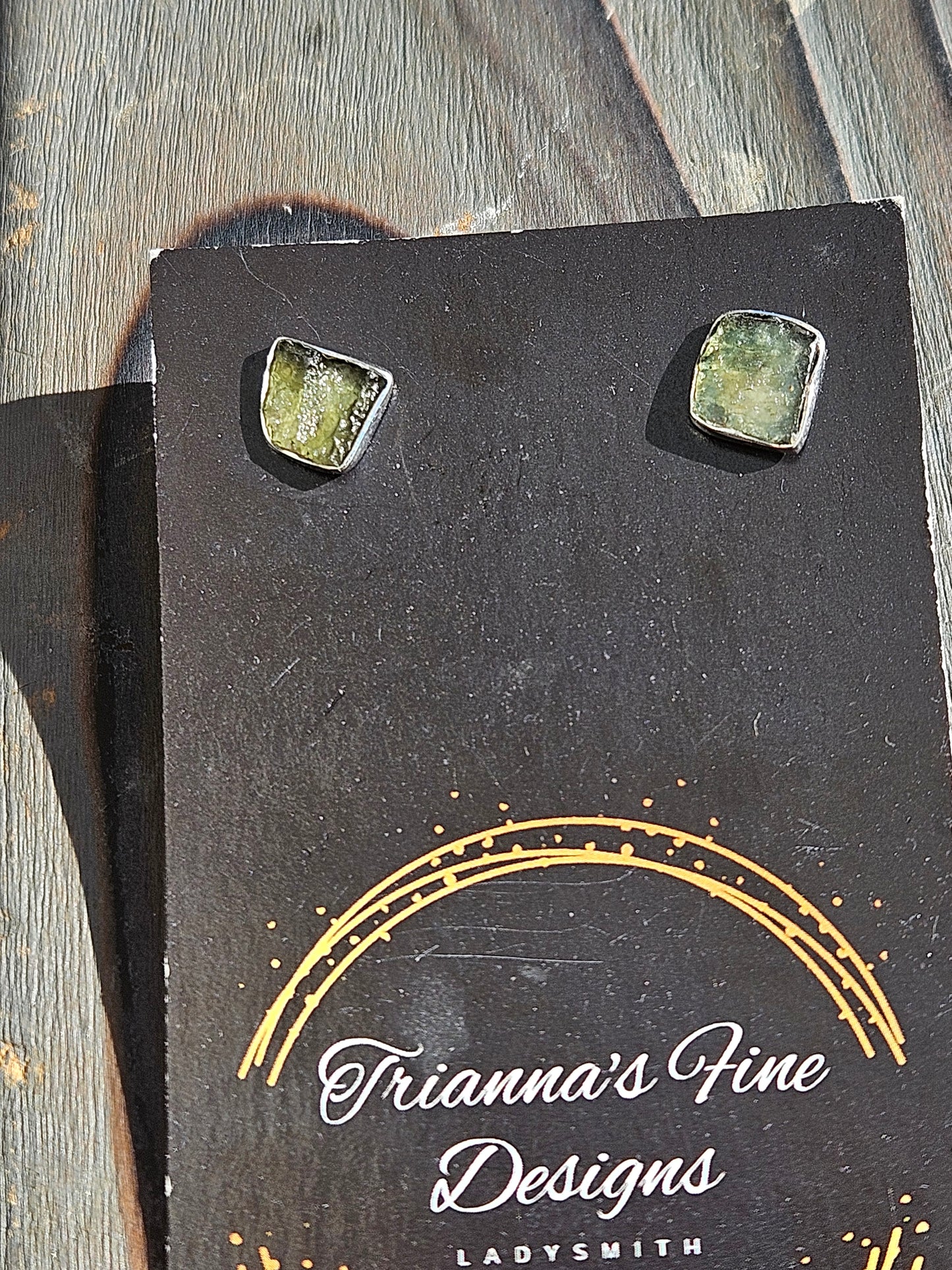 Moldavite Stud Earrings