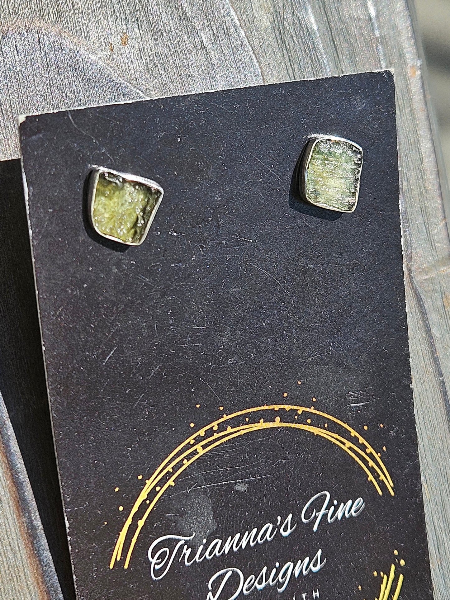 Moldavite Stud Earrings