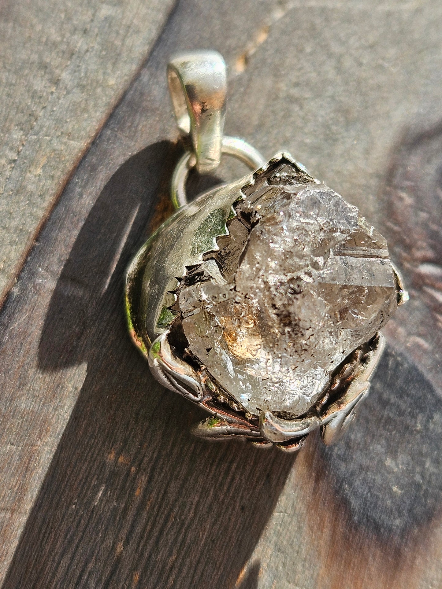 Herkimer Diamond and Vine Pendant