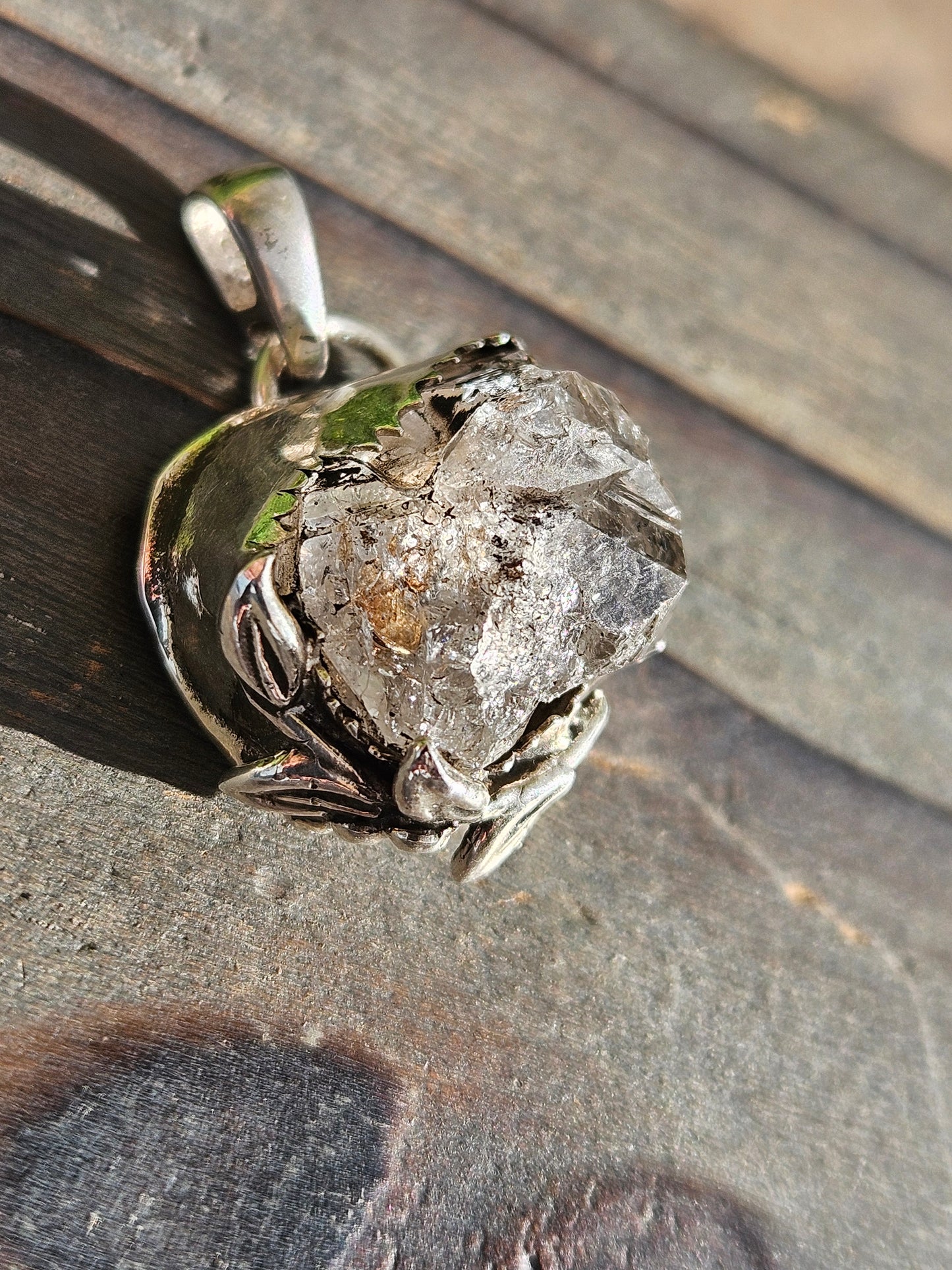 Herkimer Diamond and Vine Pendant