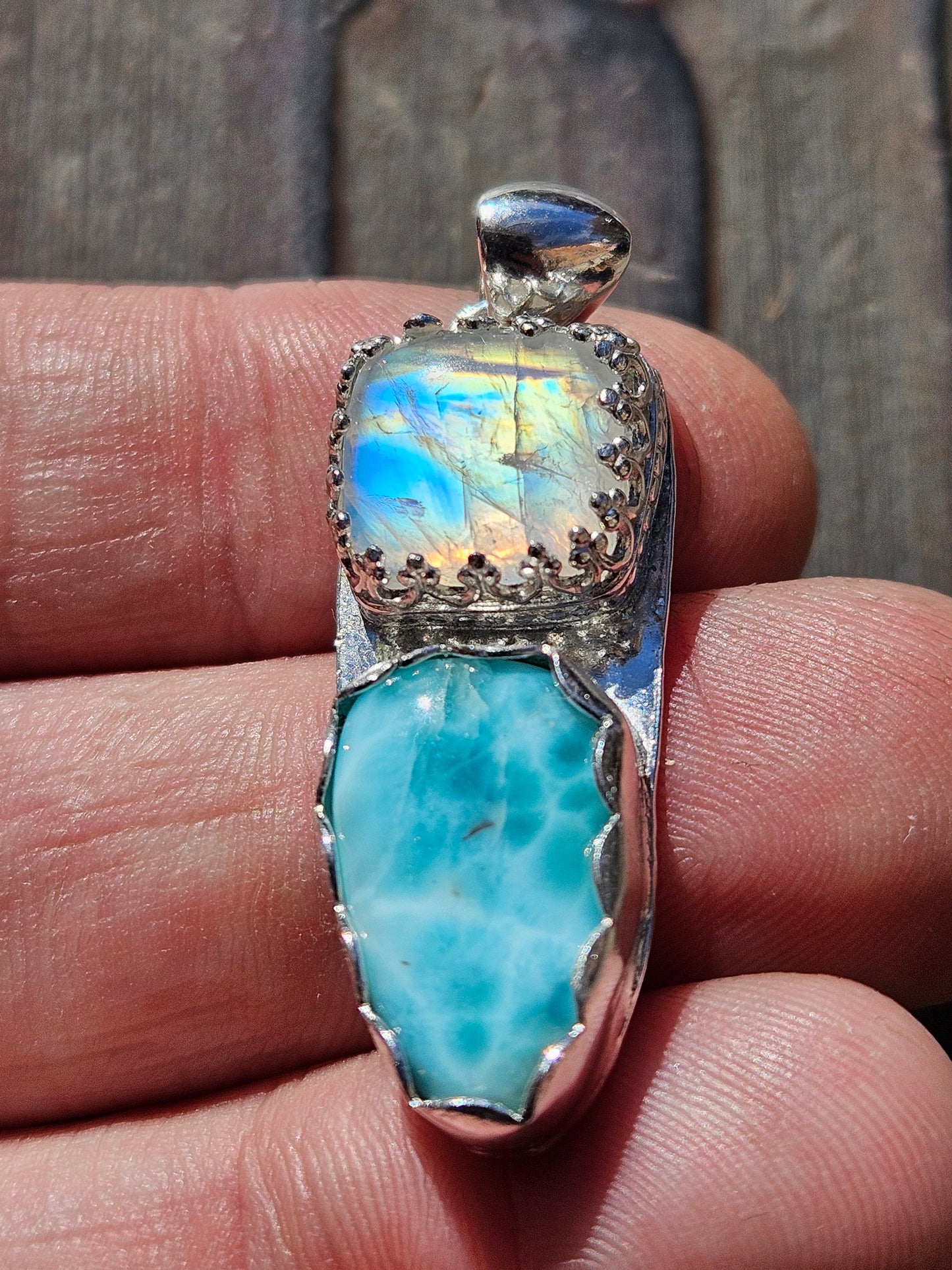 Larimar and Moonstone Pendant