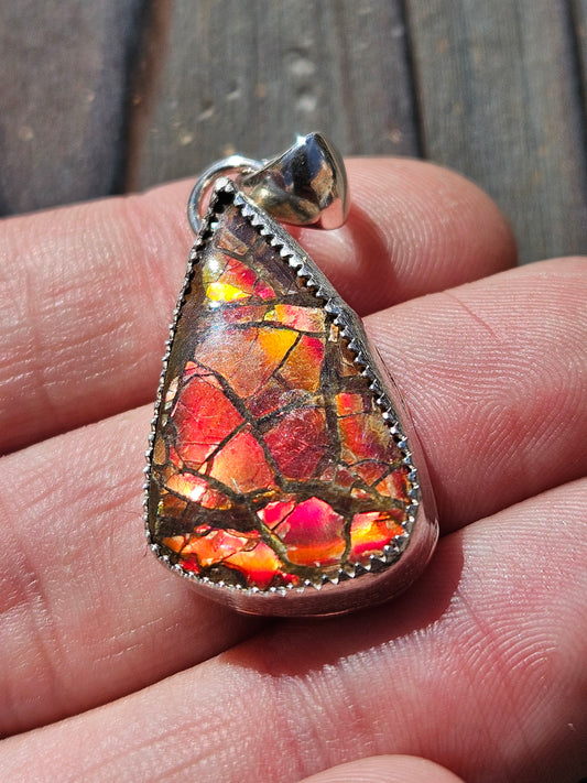 Red Ammolite Pendant