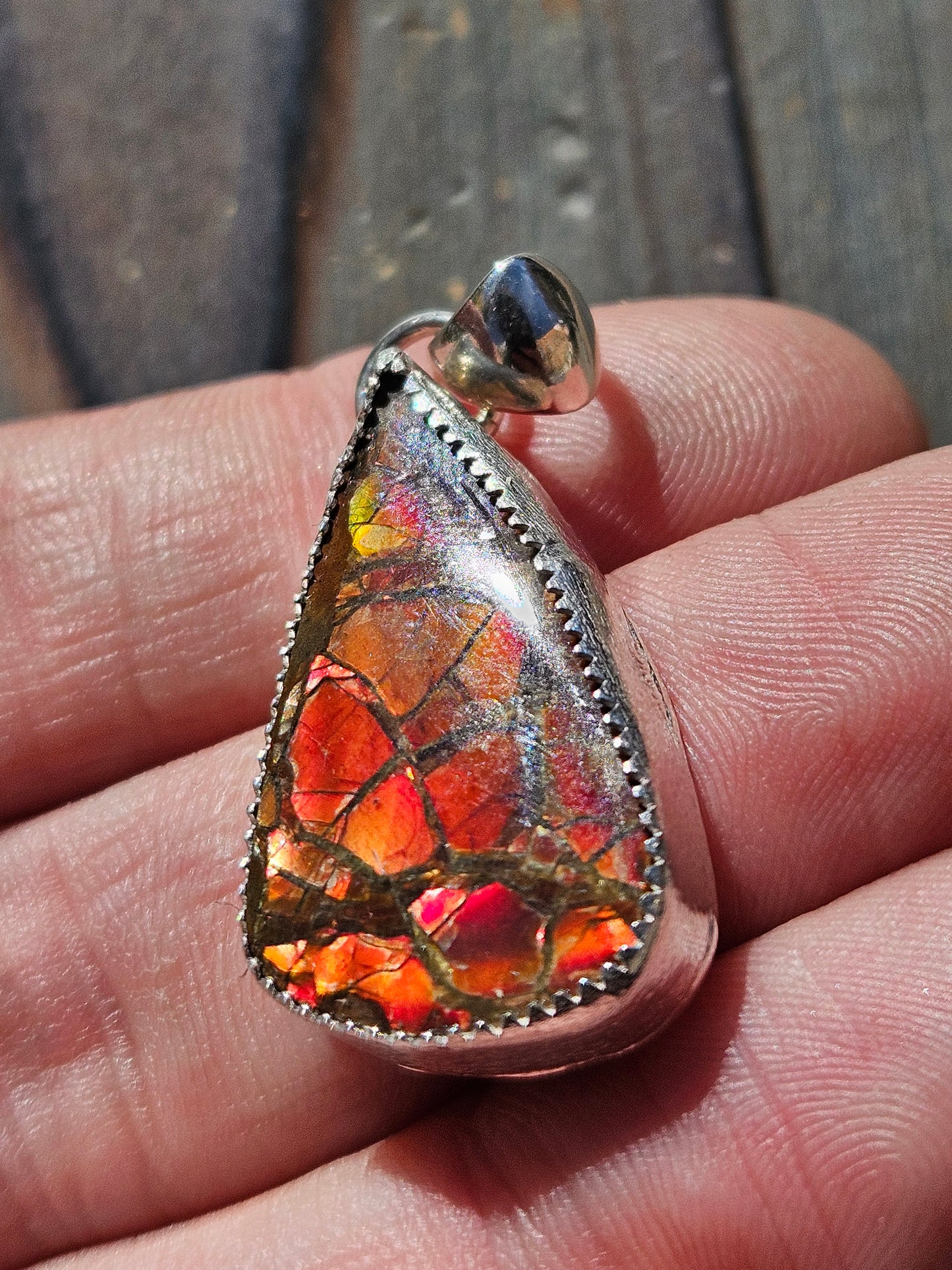 Red Ammolite Pendant