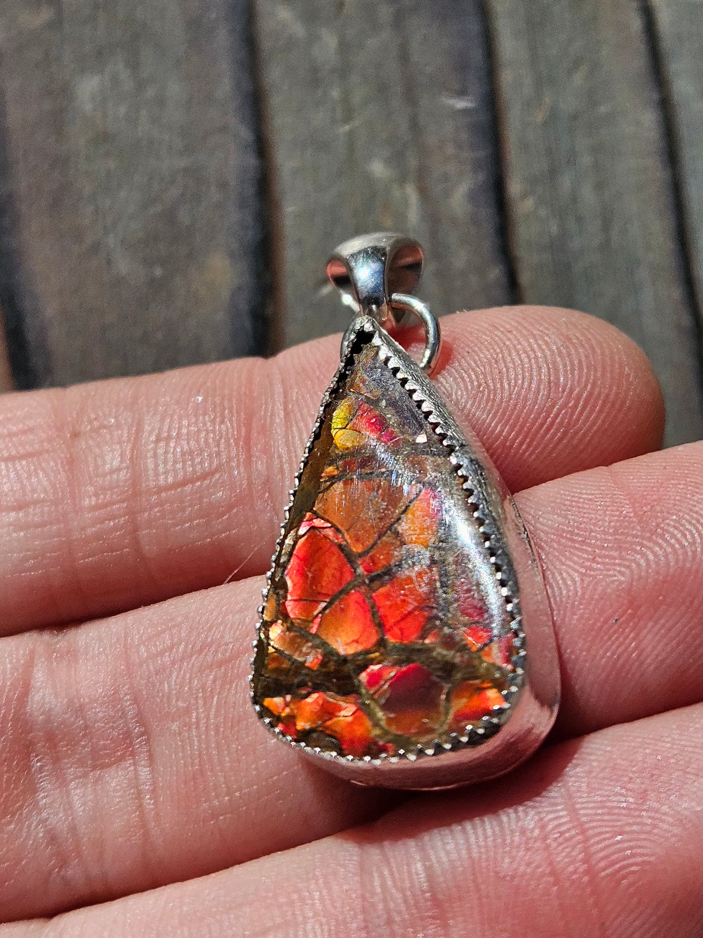 Red Ammolite Pendant