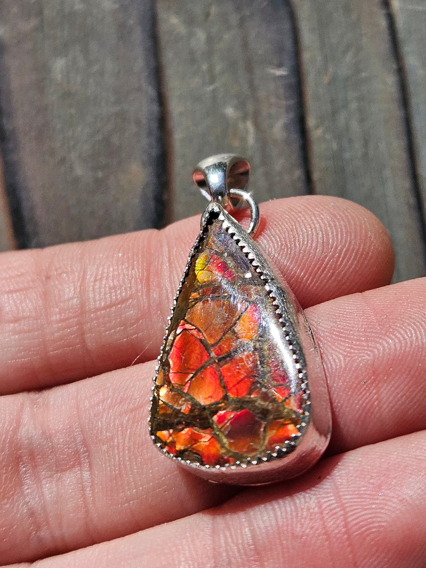 Red Ammolite Pendant