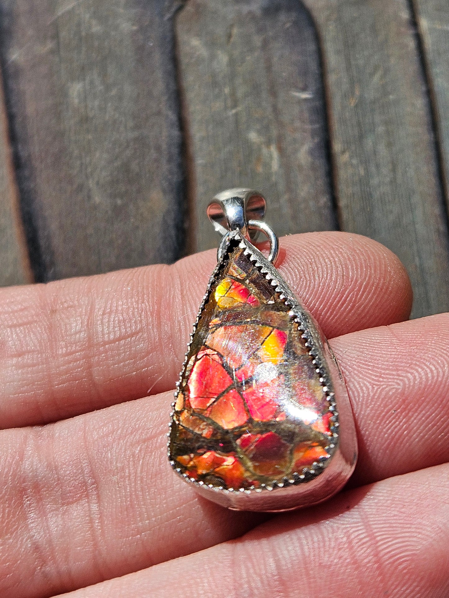 Red Ammolite Pendant