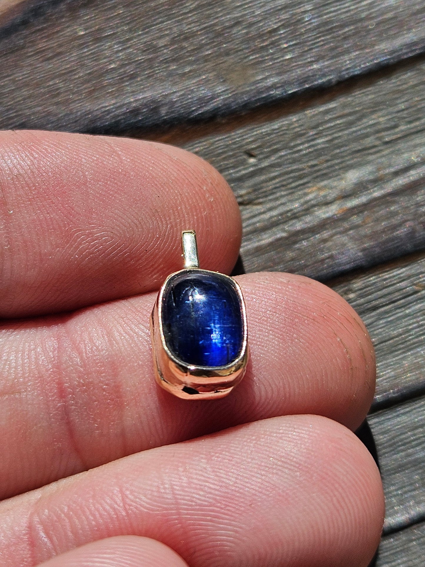 14kt Yellow Gold and Blue Kyanite Pendant