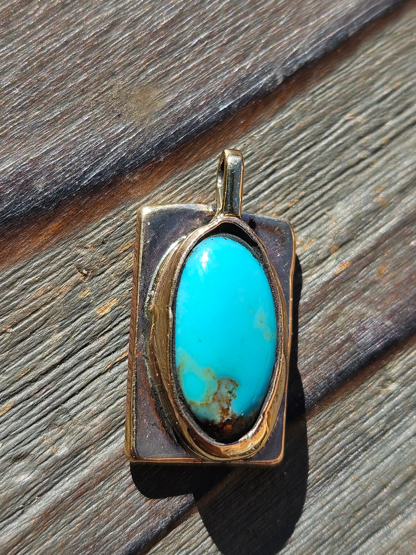 Turquoise and 14kt Gold Pendant