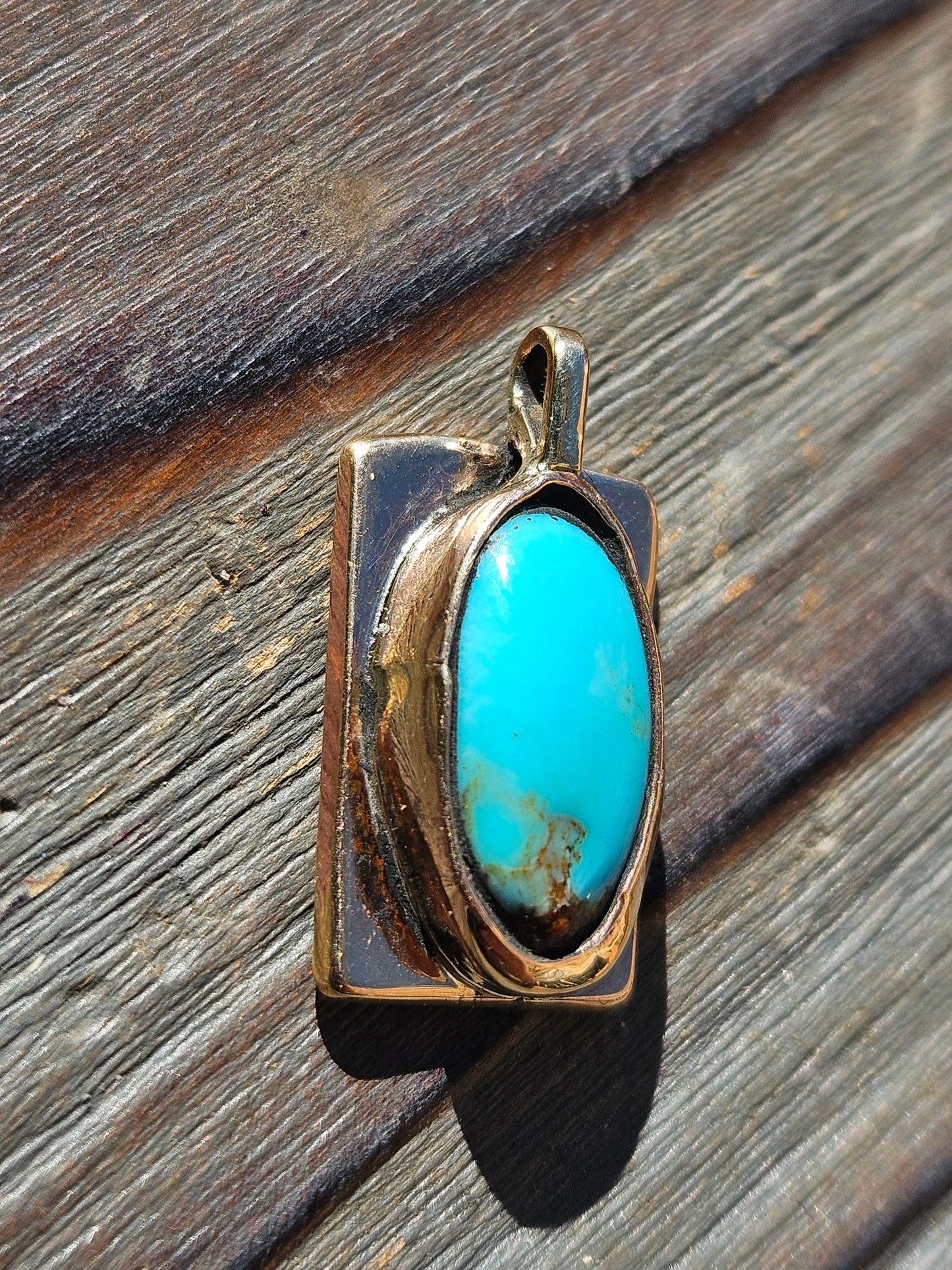 Turquoise and 14kt Gold Pendant