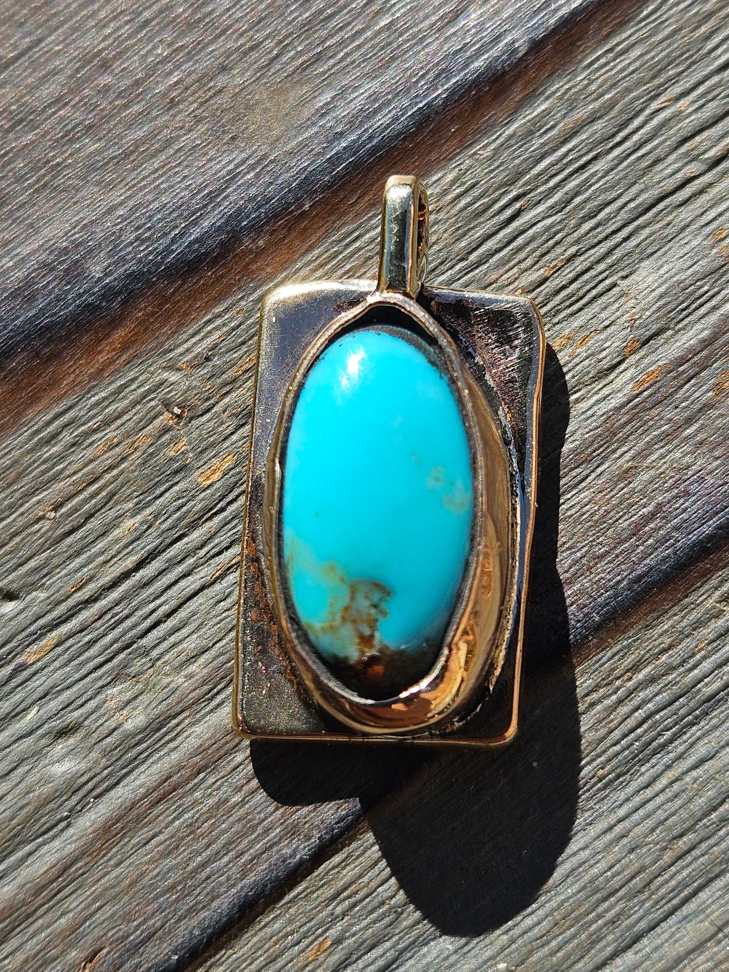 Turquoise and 14kt Gold Pendant