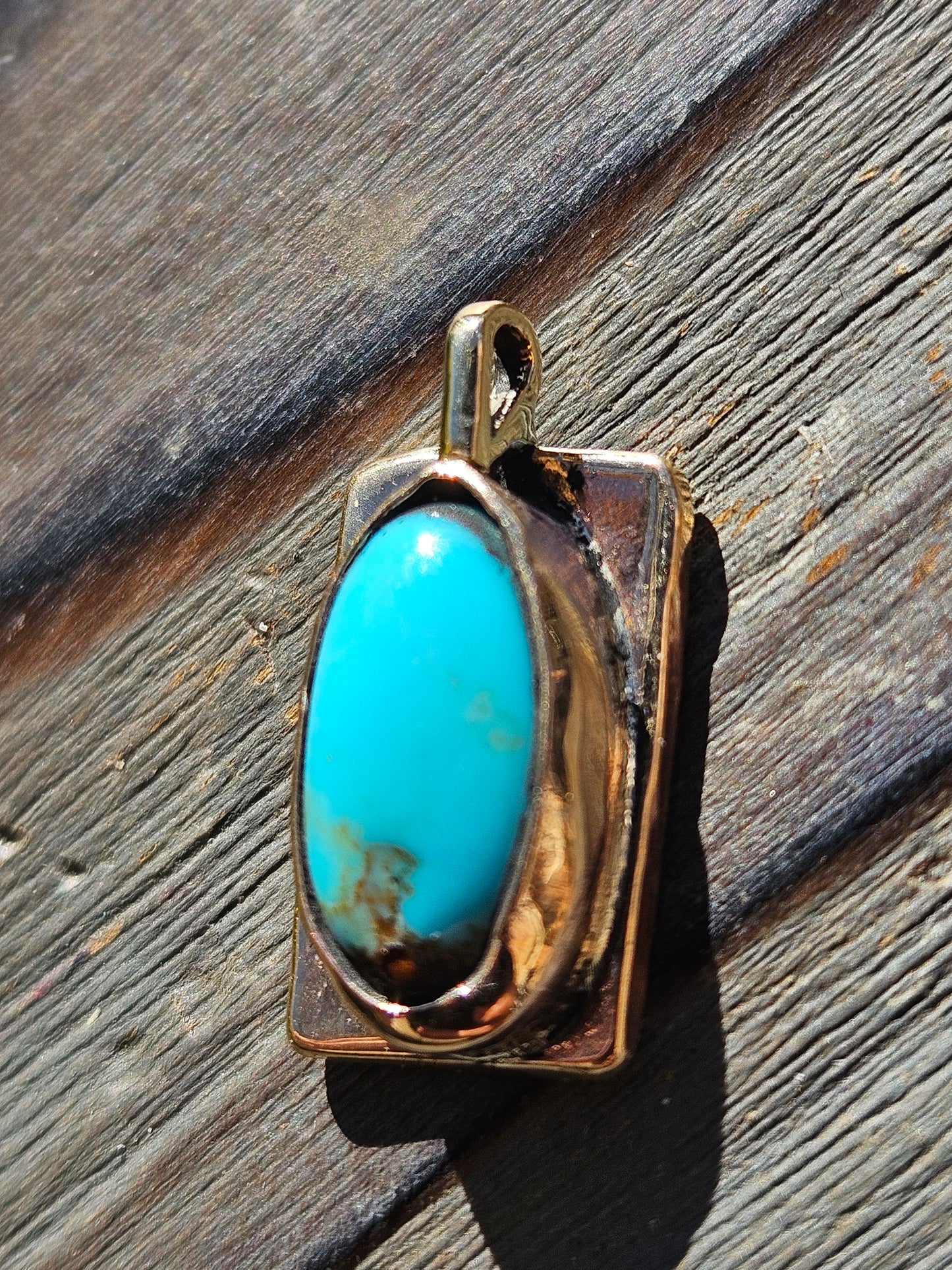 Turquoise and 14kt Gold Pendant