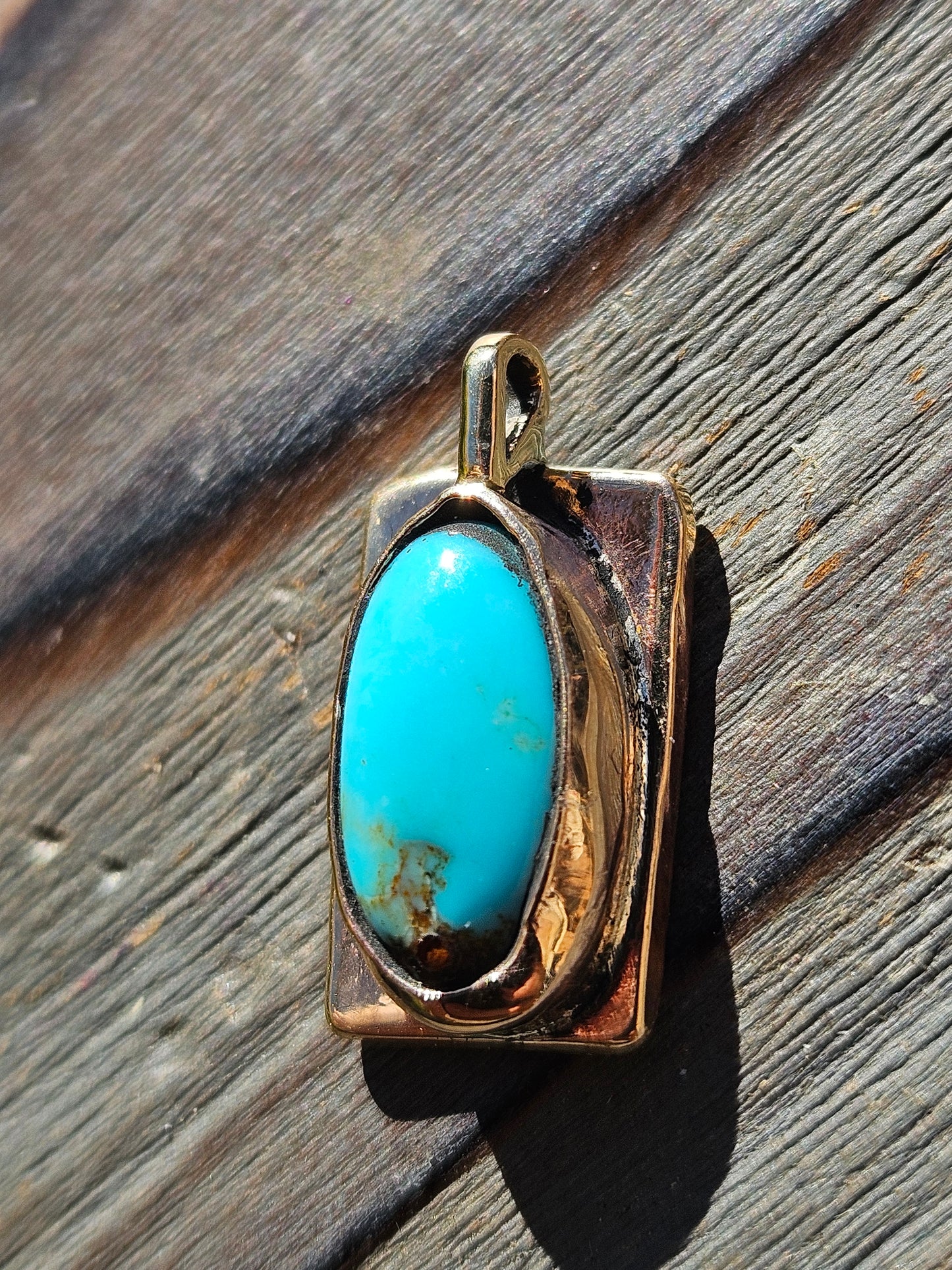 Turquoise and 14kt Gold Pendant