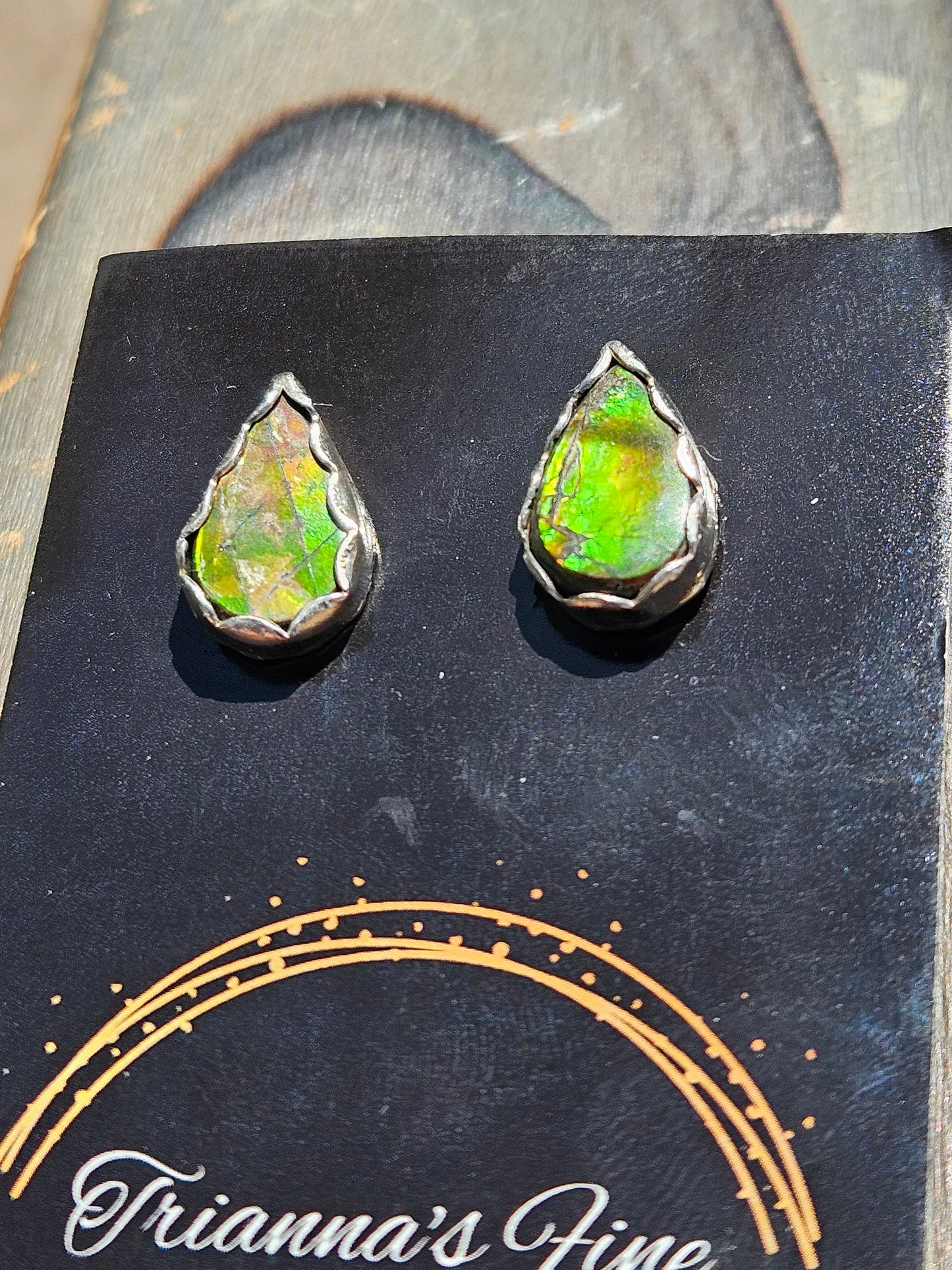 Rasta Ammolite Stud Earrings