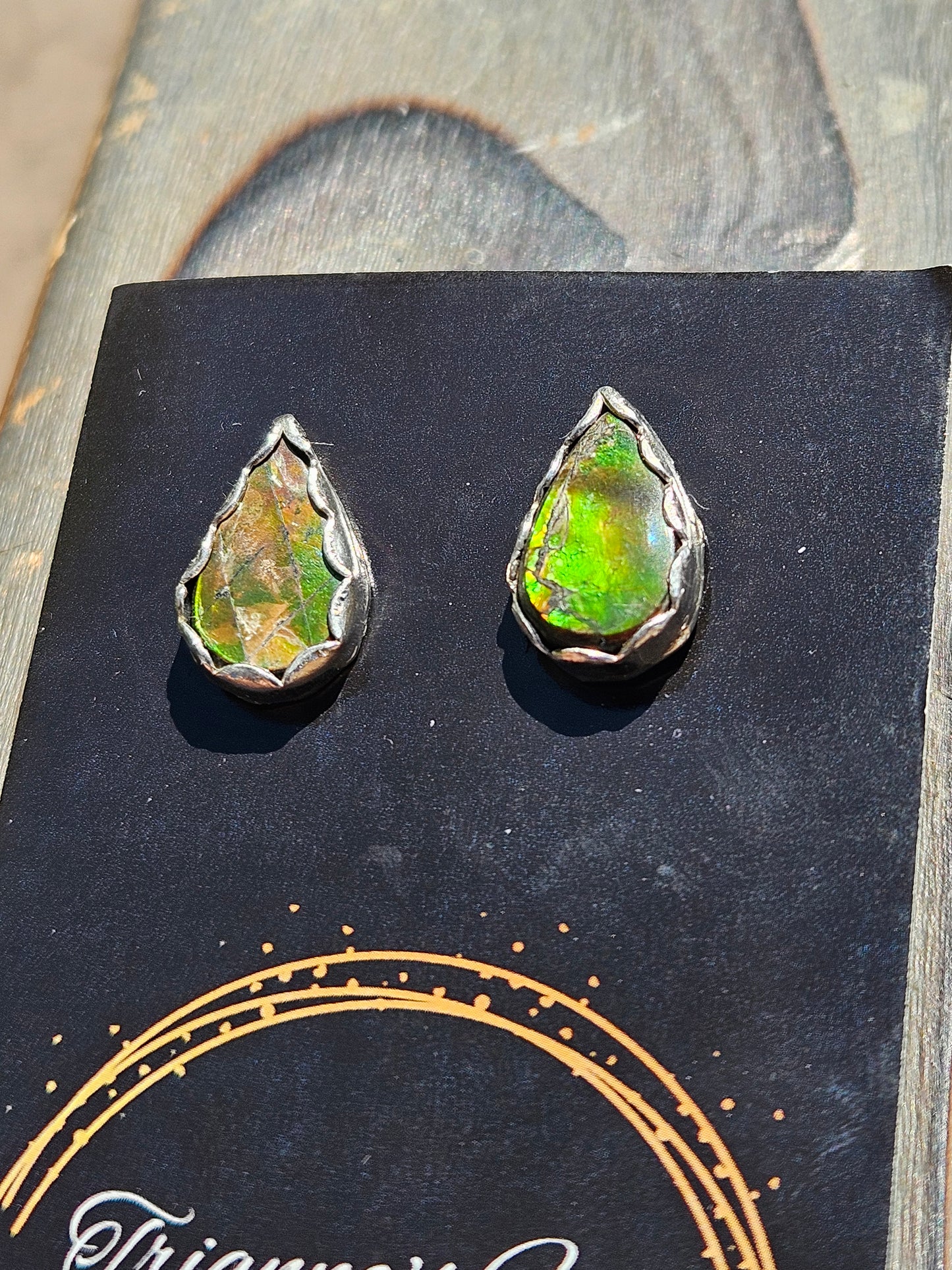 Rasta Ammolite Stud Earrings