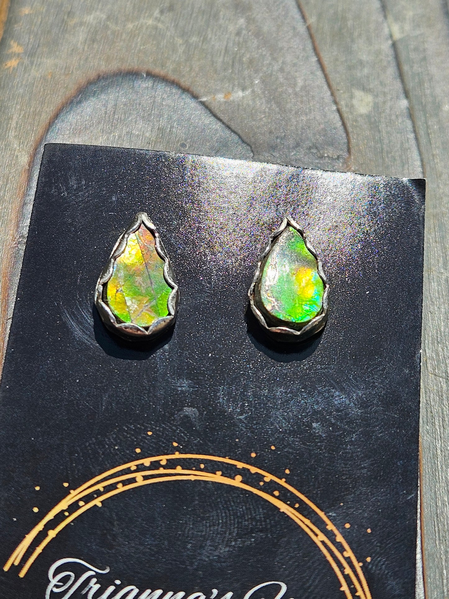 Rasta Ammolite Stud Earrings