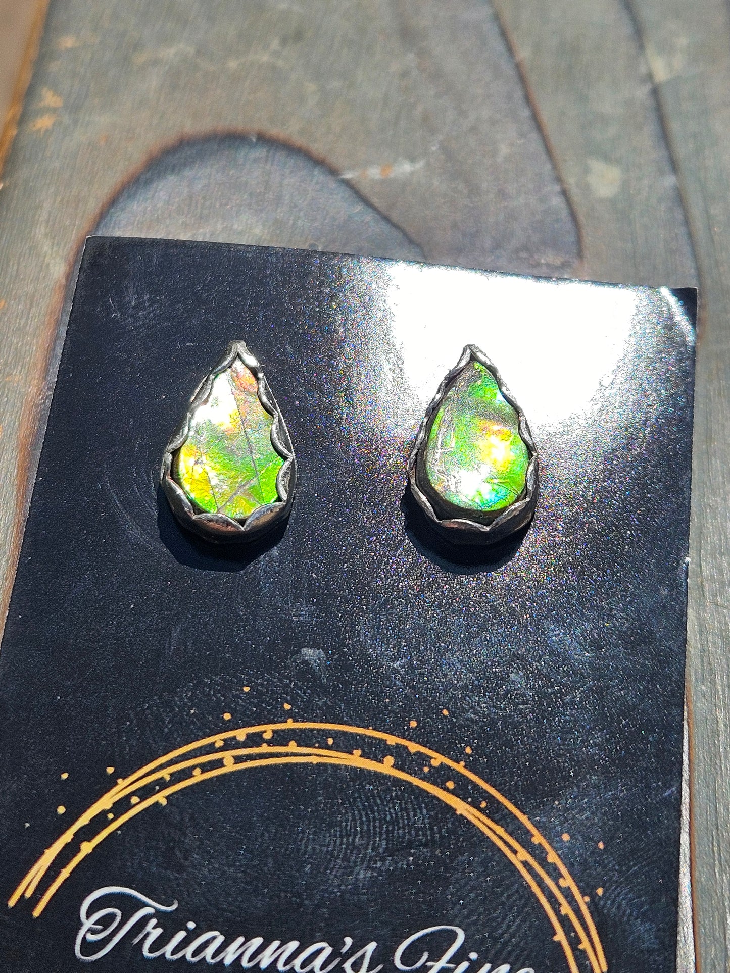 Rasta Ammolite Stud Earrings