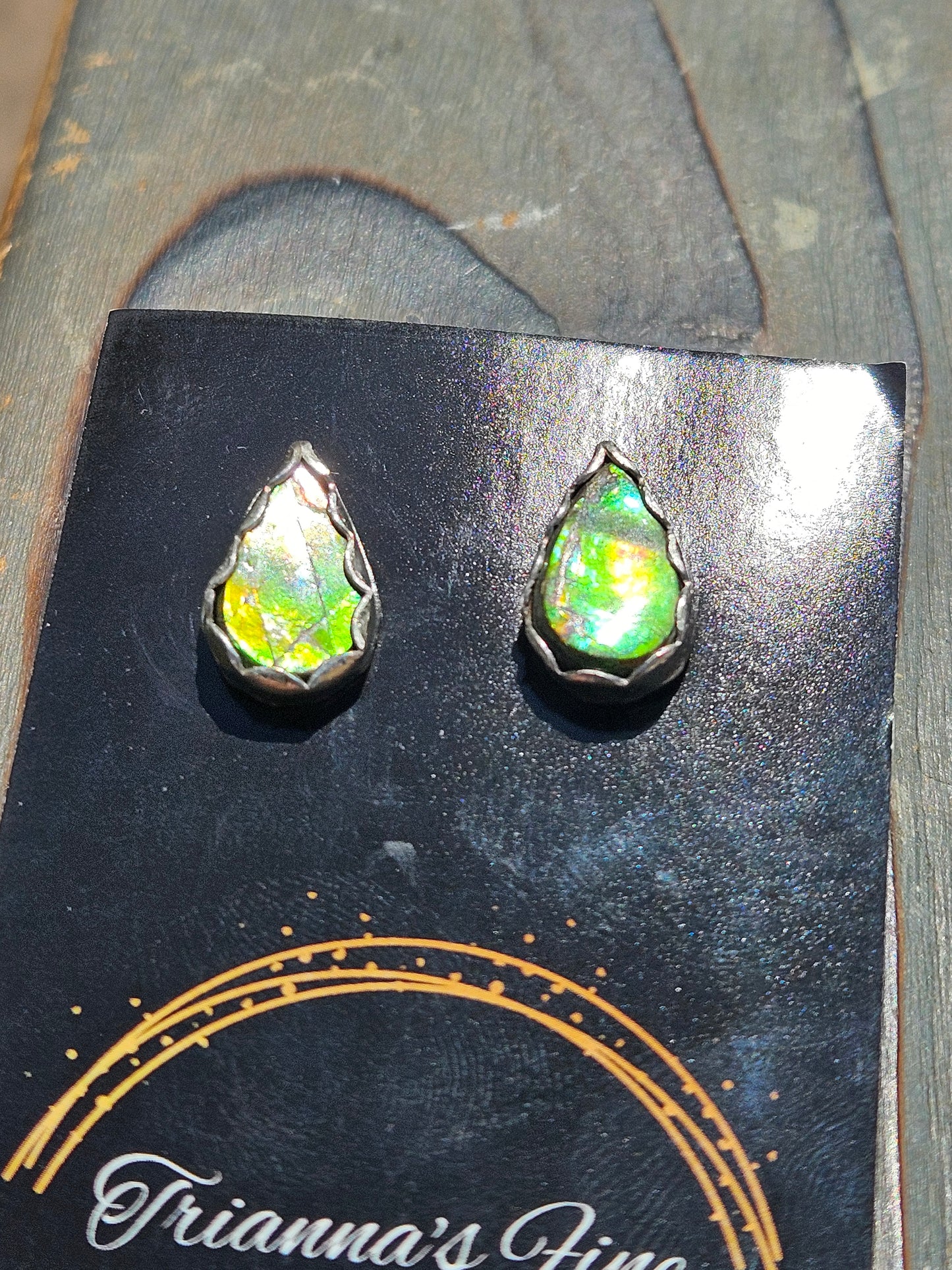 Rasta Ammolite Stud Earrings