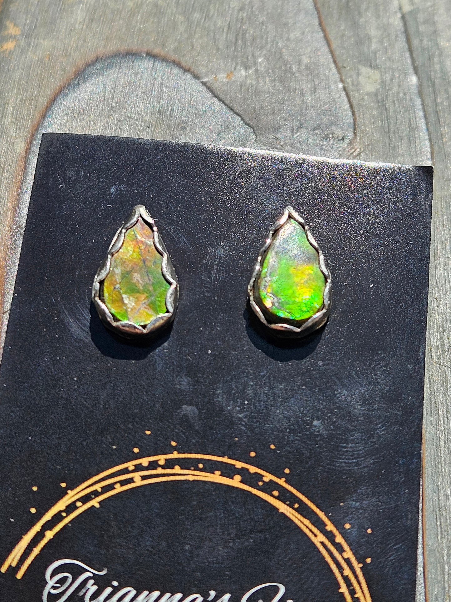 Rasta Ammolite Stud Earrings