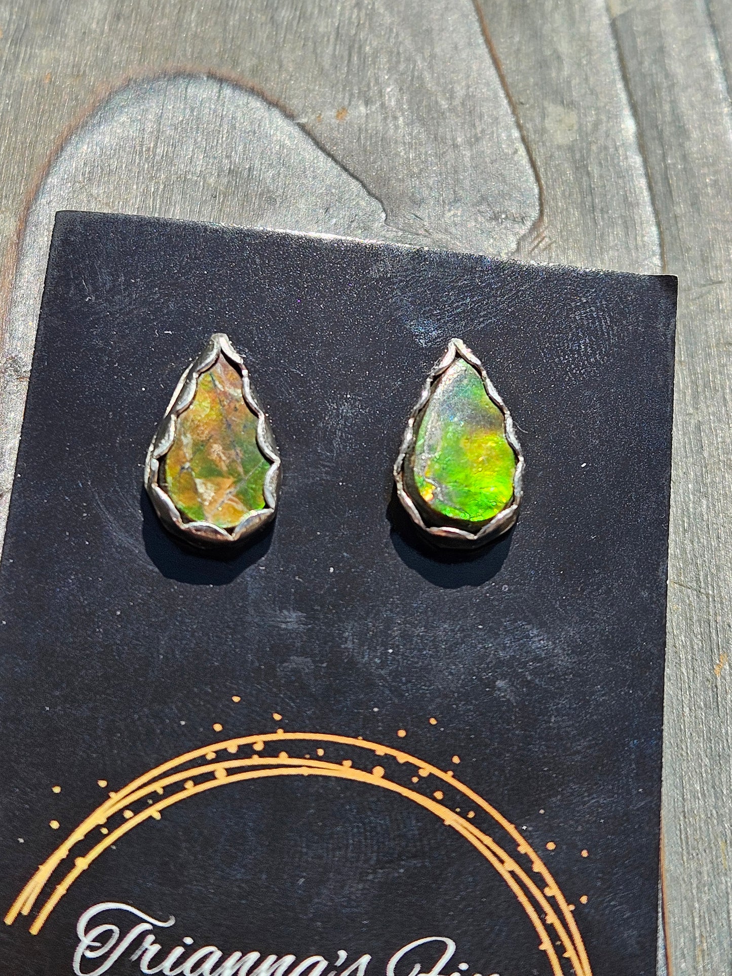 Rasta Ammolite Stud Earrings