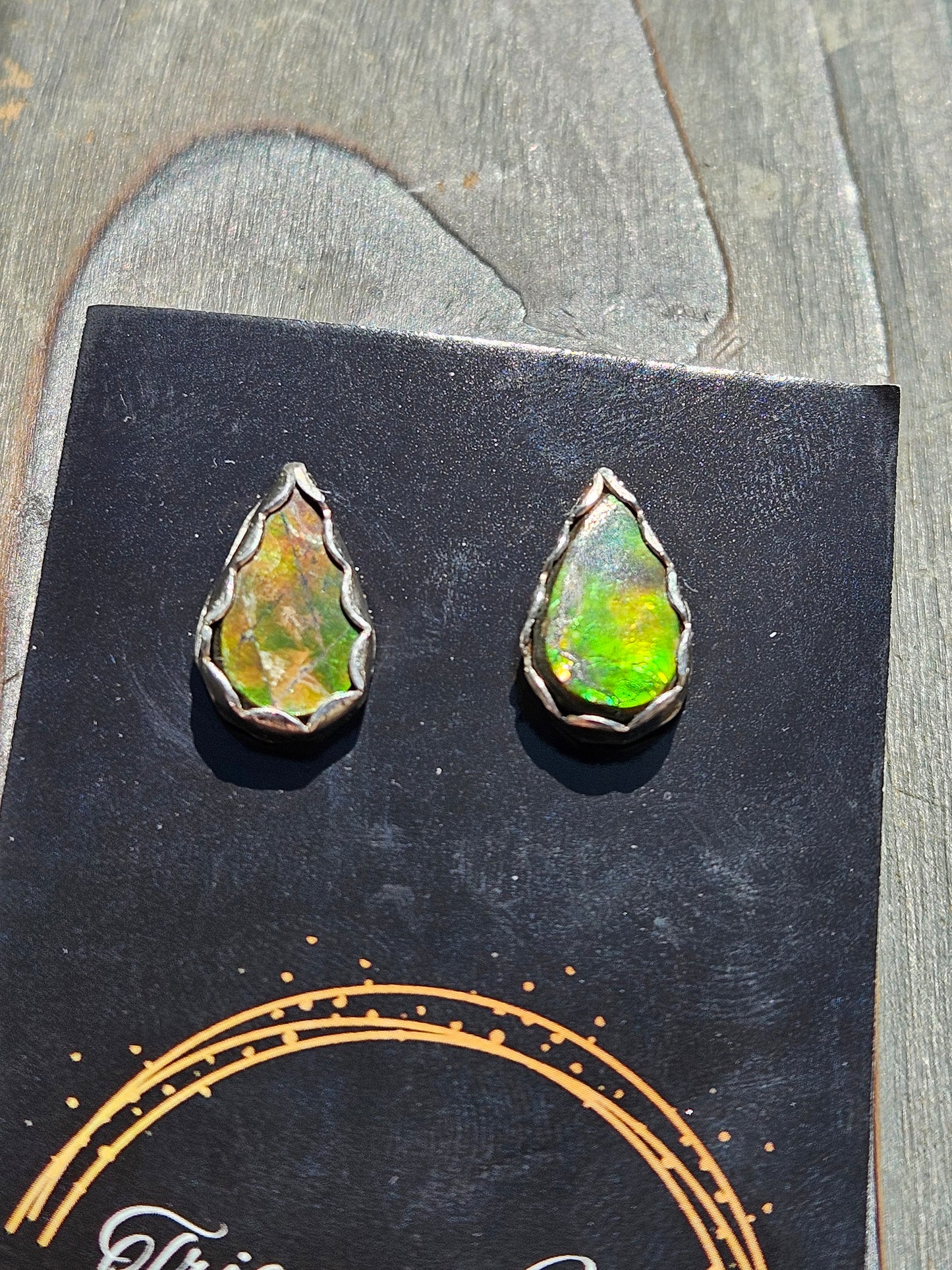 Rasta Ammolite Stud Earrings