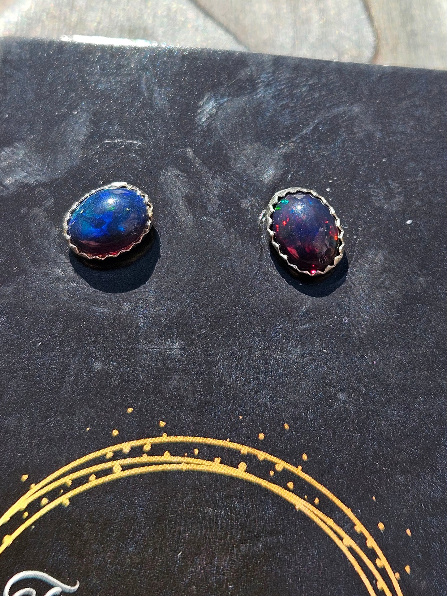 Black Opal Stud Earrings