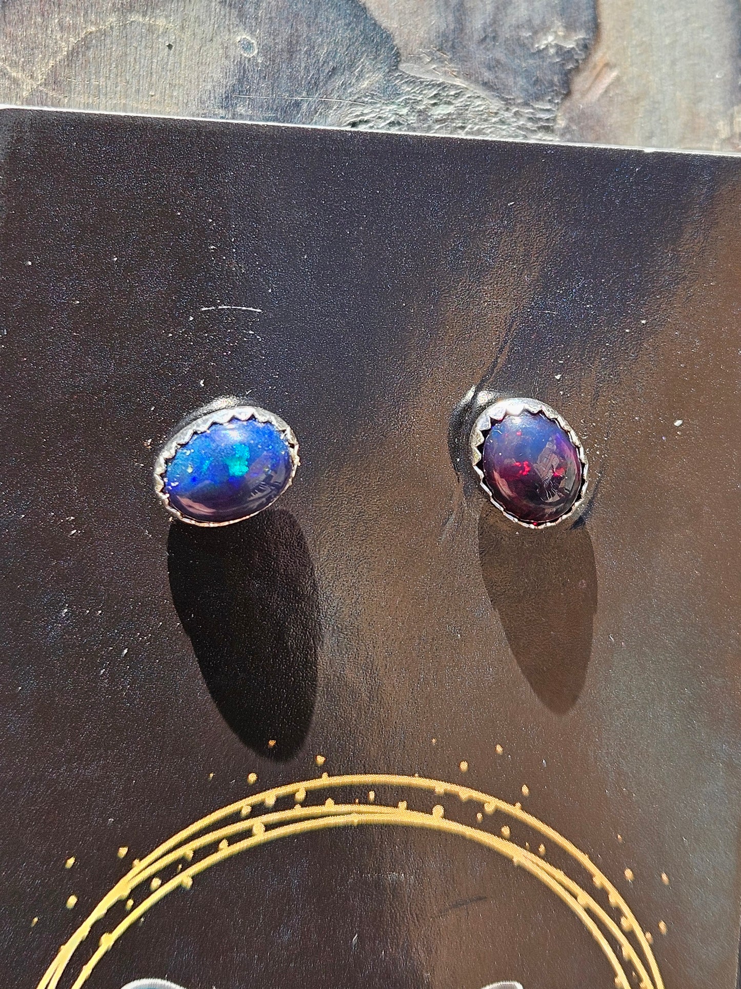 Black Opal Stud Earrings