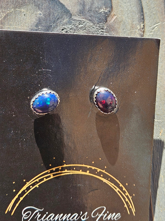 Black Opal Stud Earrings