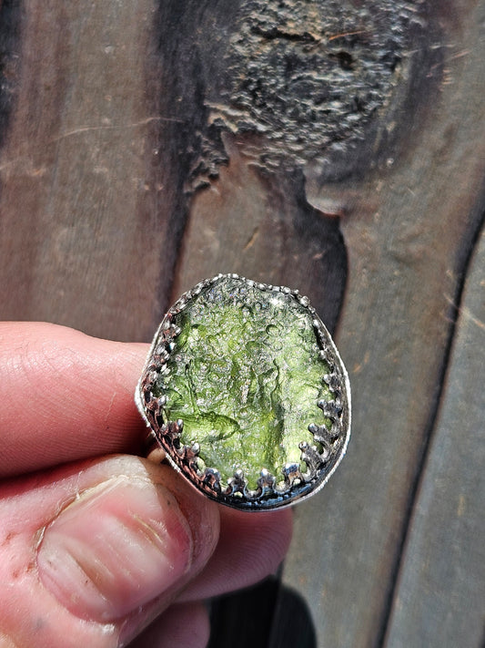 Moldavite Ring, Size 8