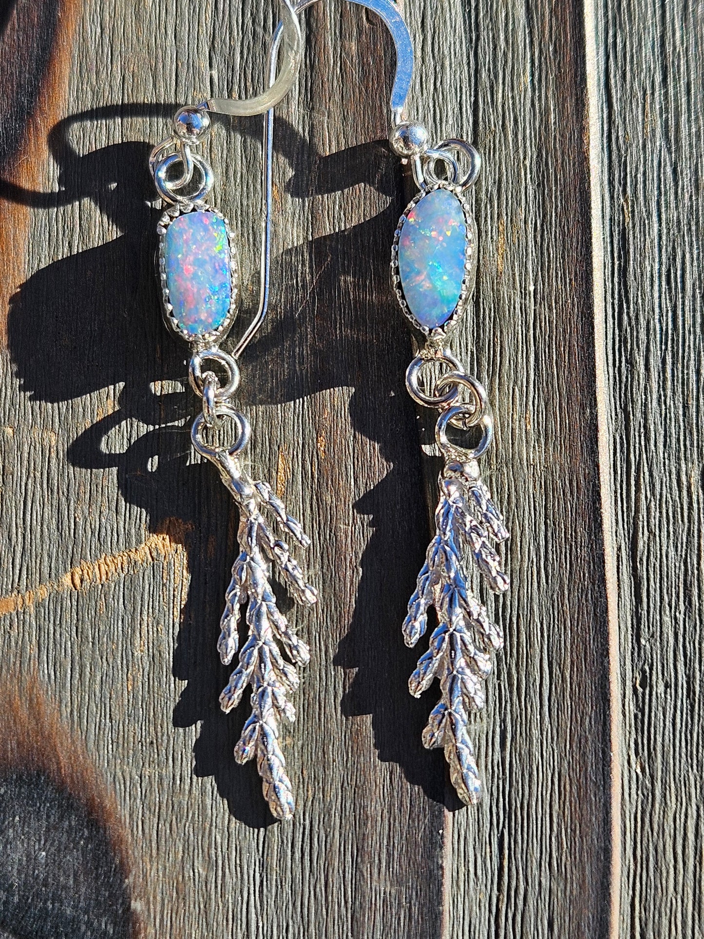 Australian Opal Cedar Earrings