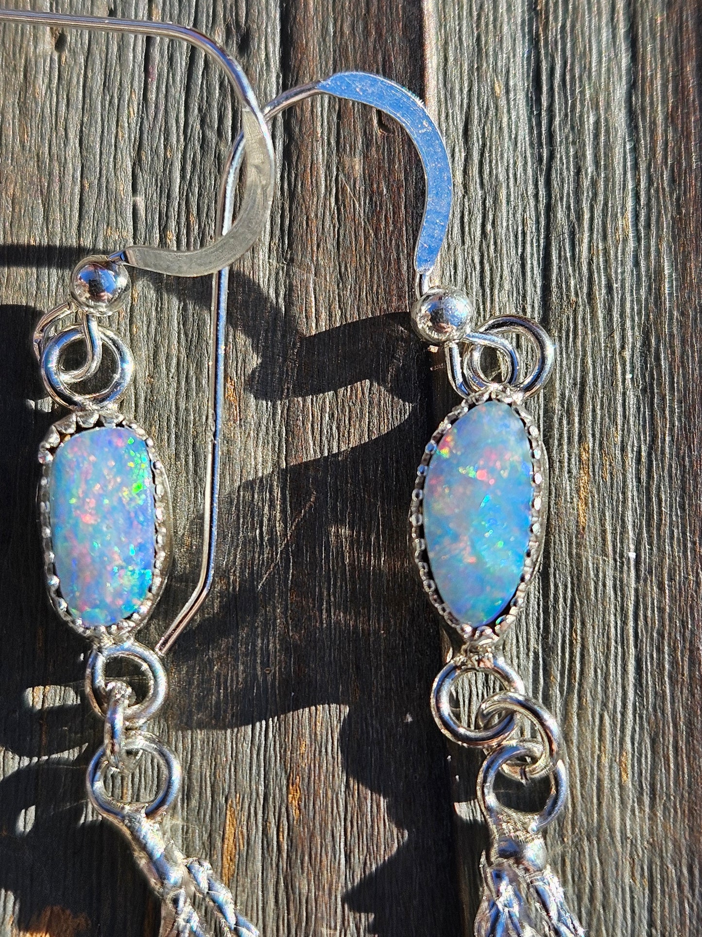 Australian Opal Cedar Earrings