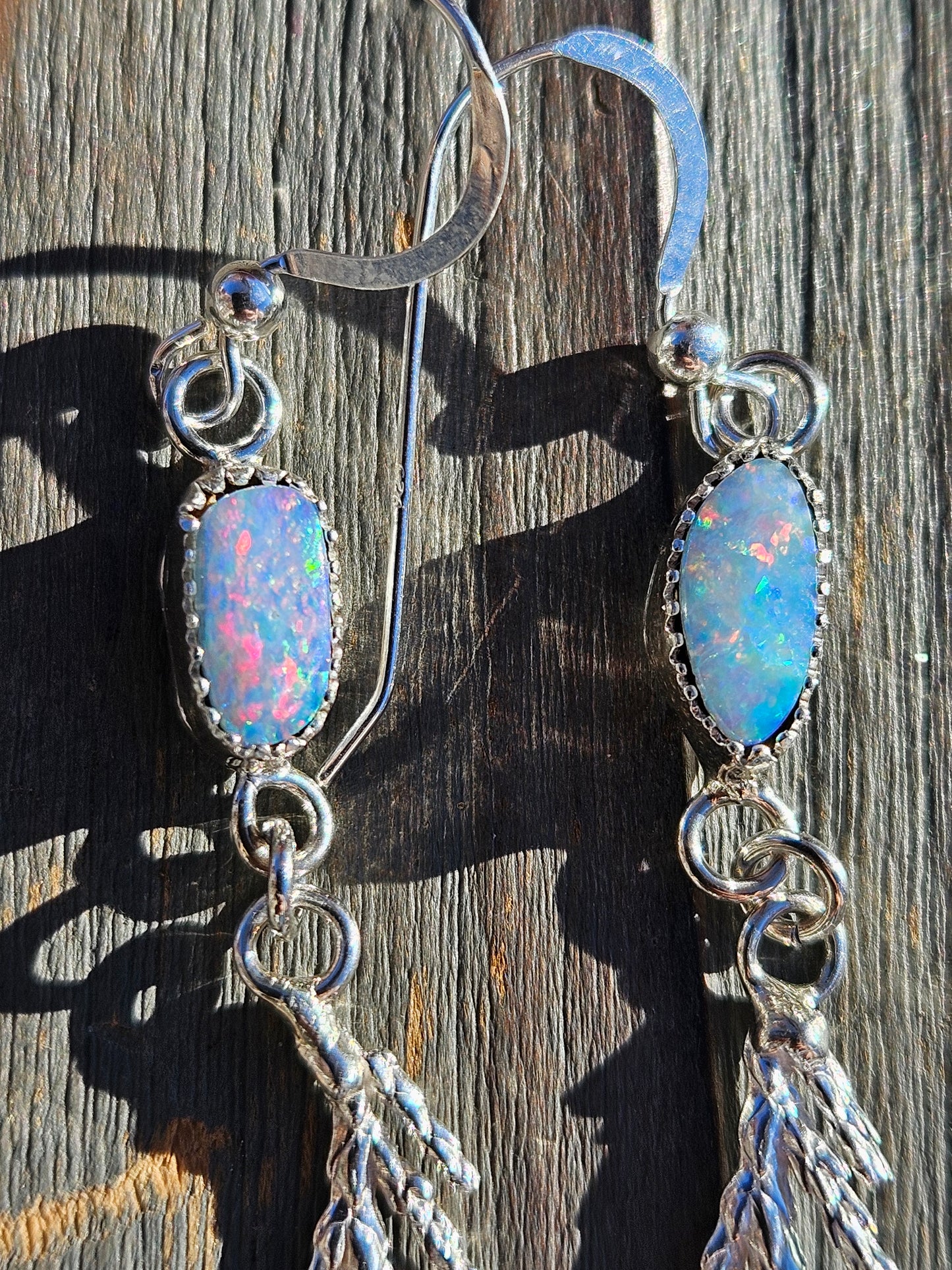 Australian Opal Cedar Earrings