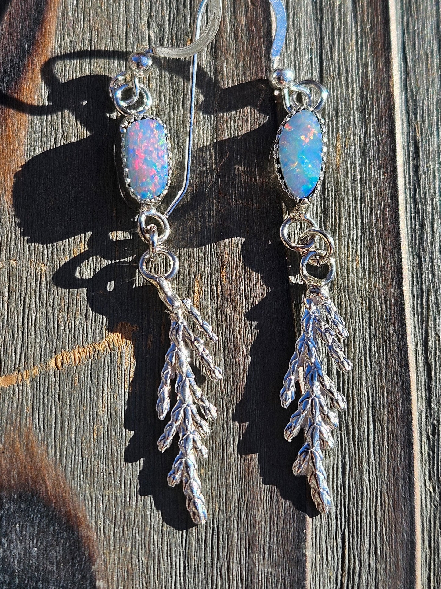 Australian Opal Cedar Earrings