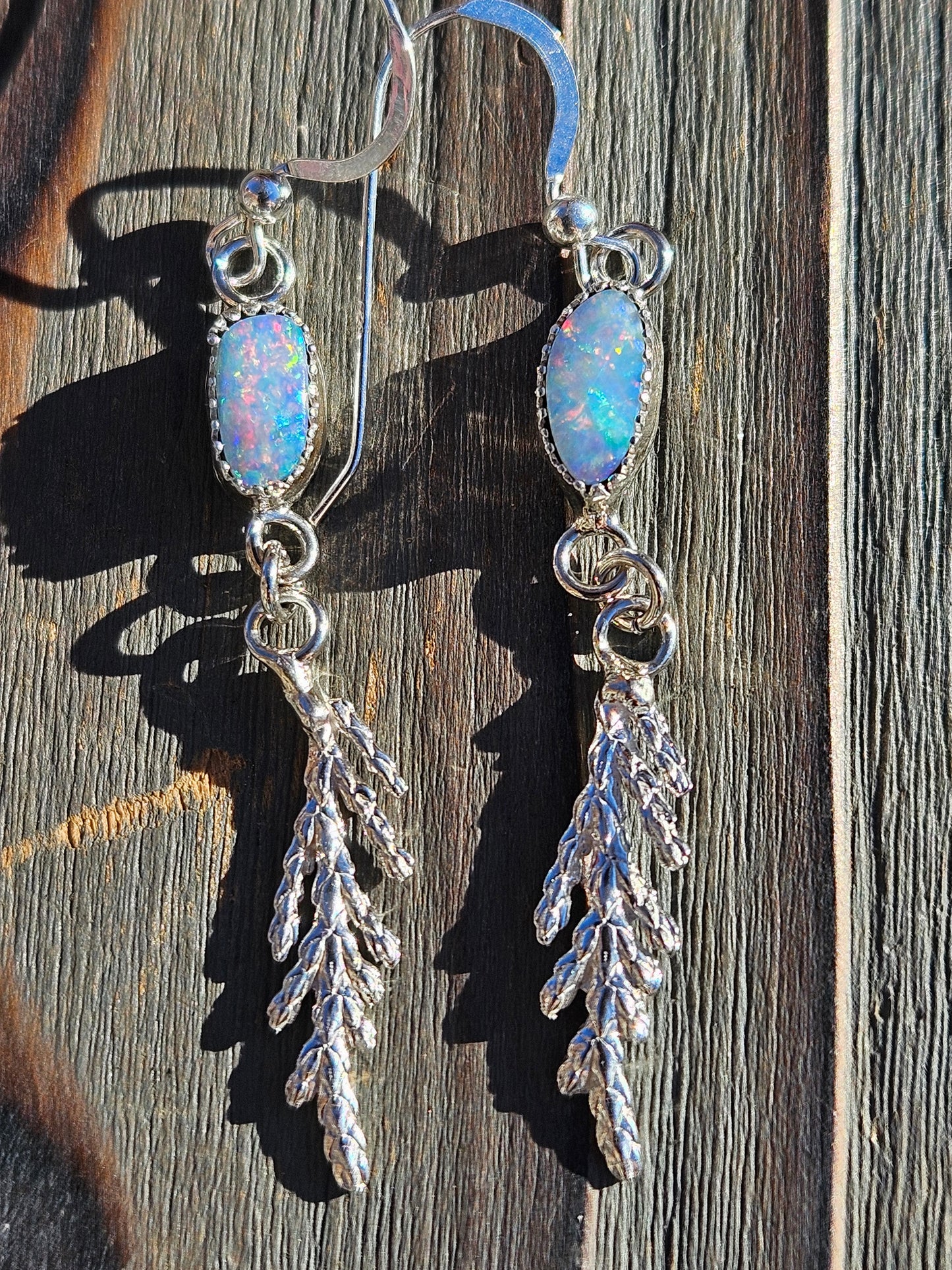 Australian Opal Cedar Earrings