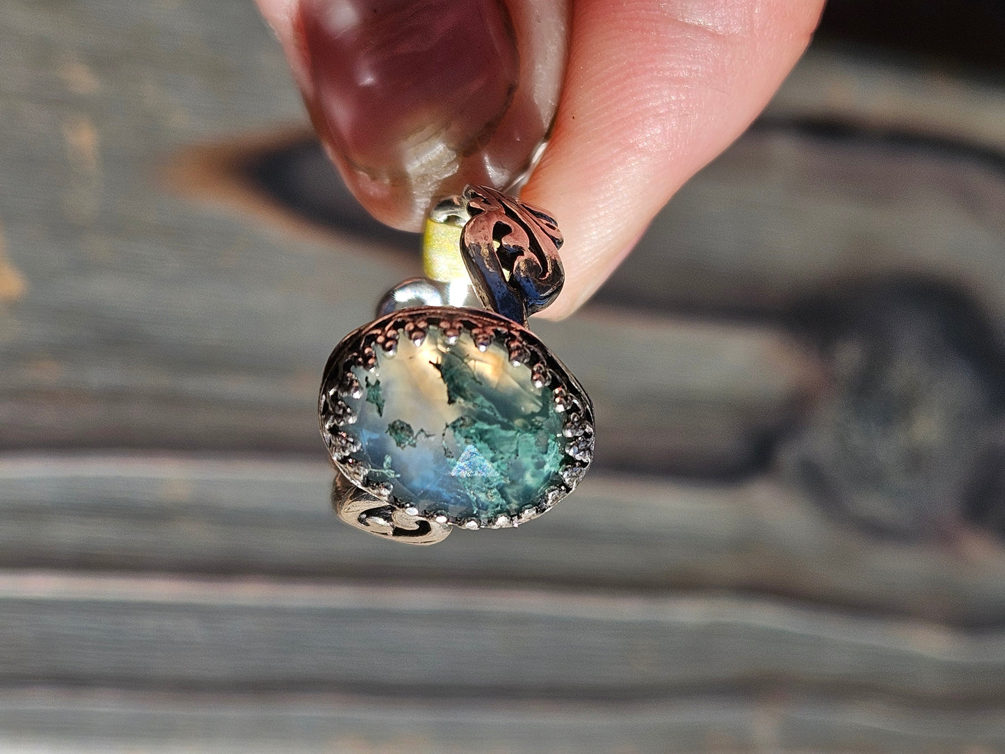 Moss Agate Ring, Size 7