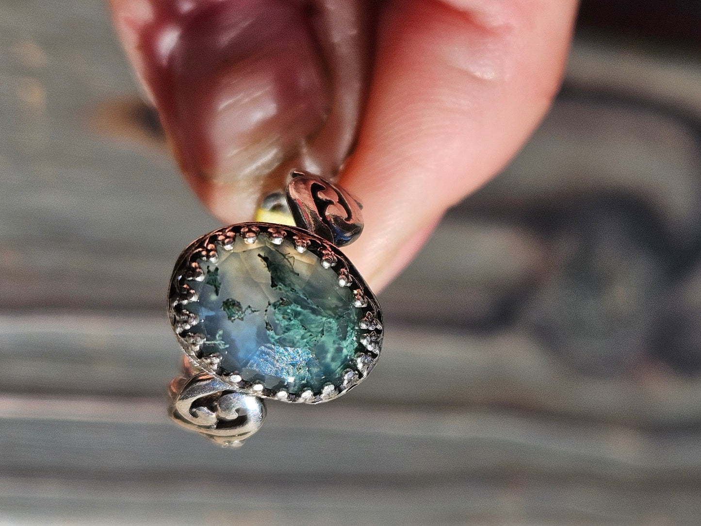 Moss Agate Ring, Size 7