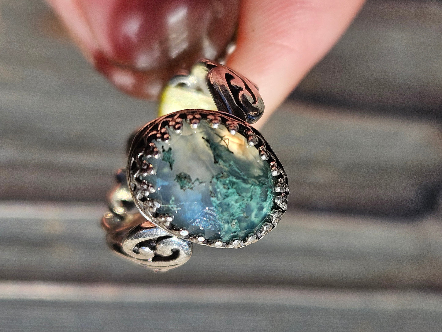 Moss Agate Ring, Size 7