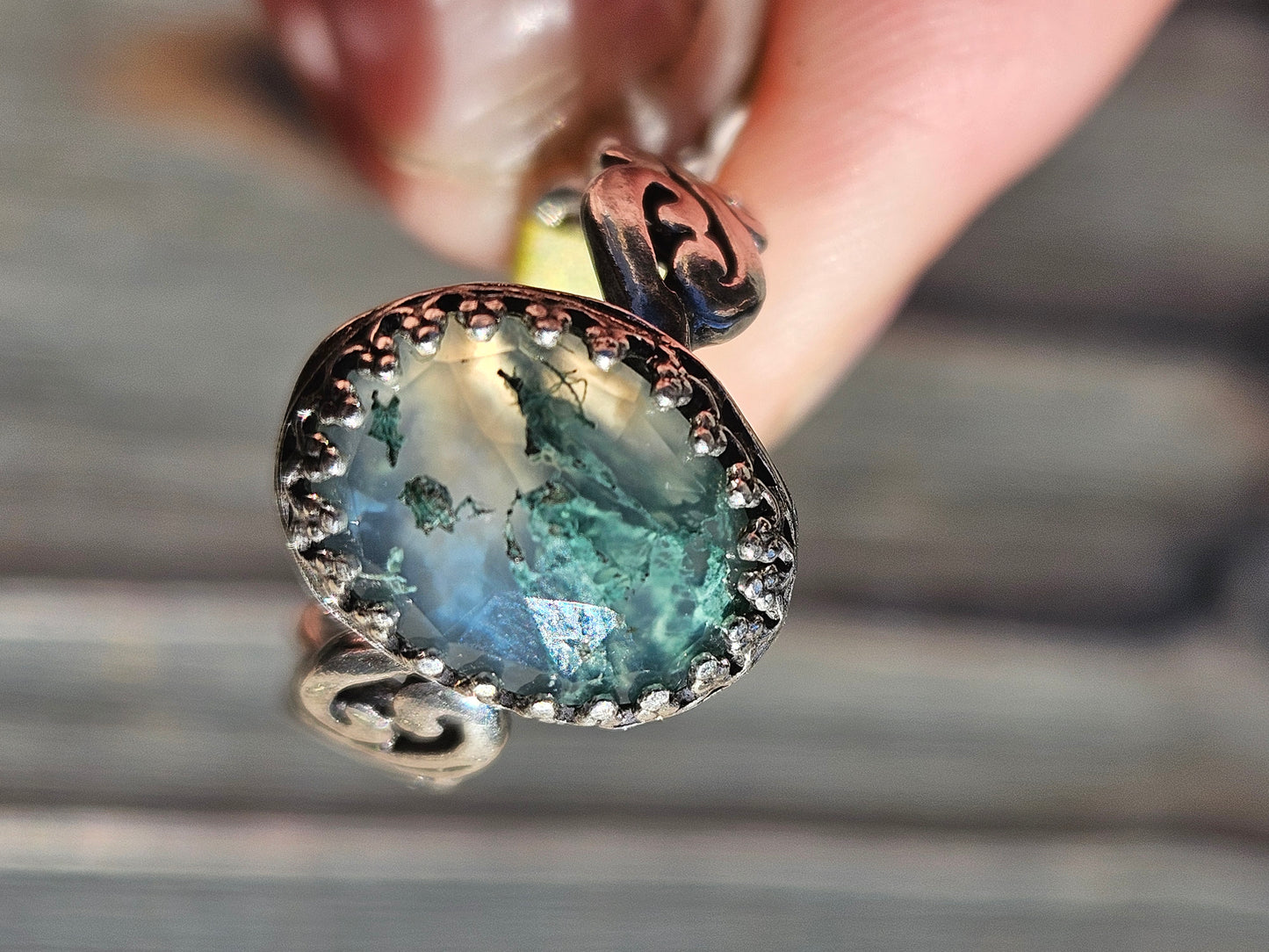 Moss Agate Ring, Size 7