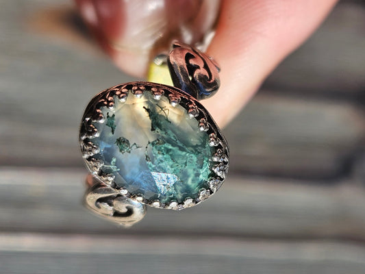 Moss Agate Ring, Size 7