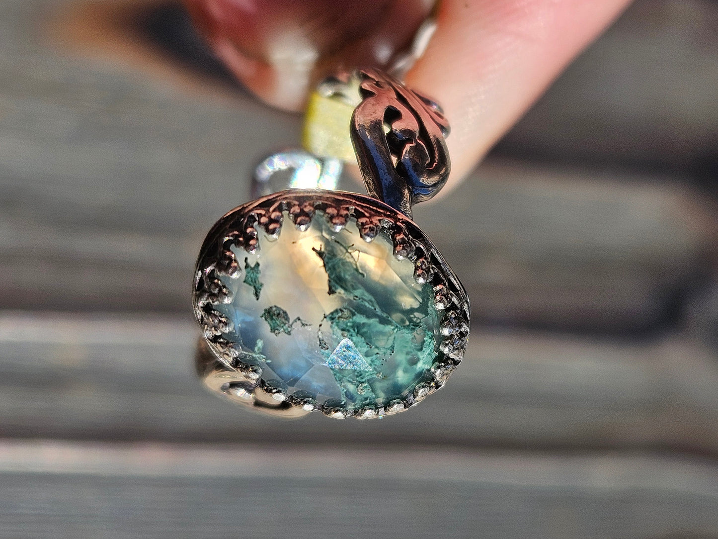 Moss Agate Ring, Size 7