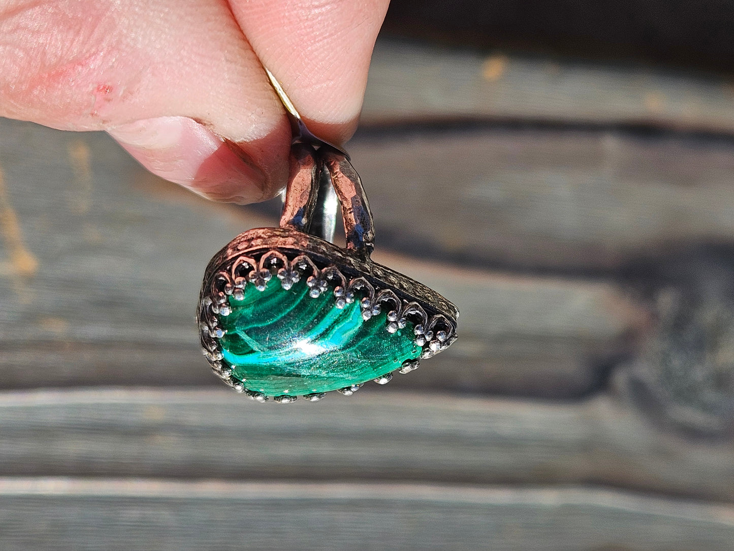 Chrysocolla and Malachite Ring, Size 5.5