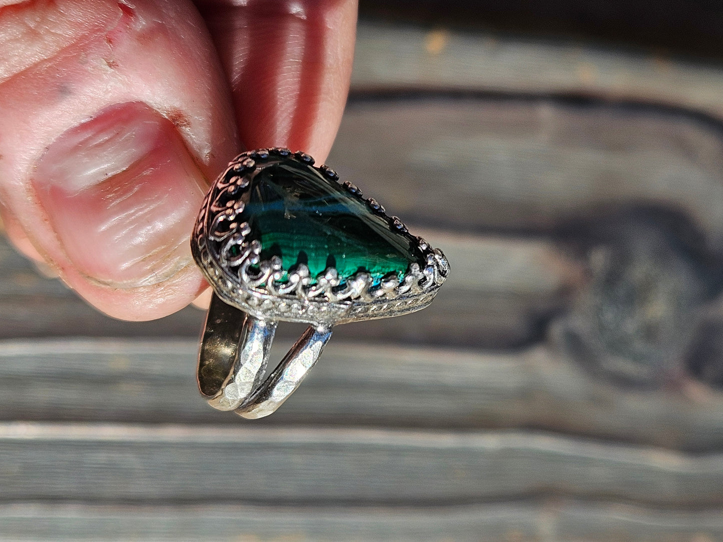 Chrysocolla and Malachite Ring, Size 5.5