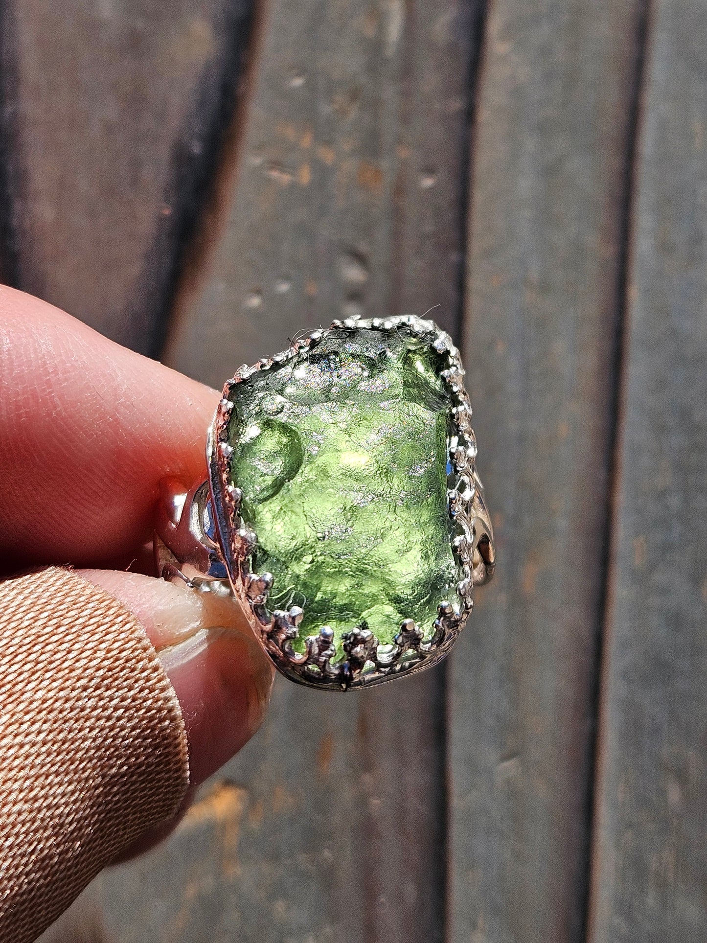 Moldavite Ring, Size 8