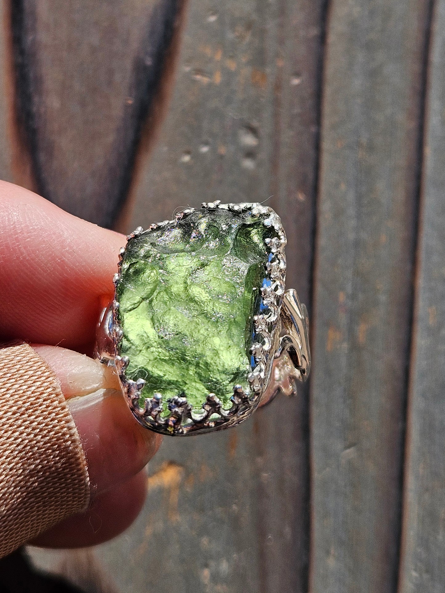 Moldavite Ring, Size 8